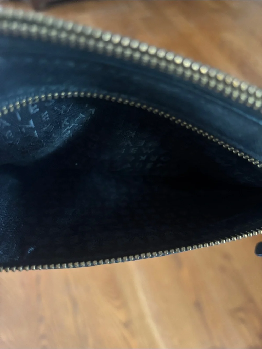 kate spade Black Saffiano Leather Wristlet Clutch with Gold Hardware